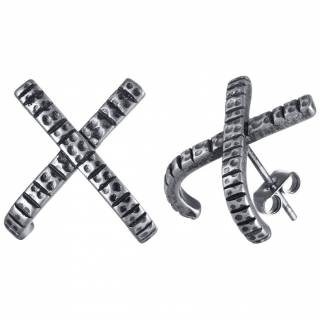 Boucles d'oreilles � X courb�s en acier (Paire)
