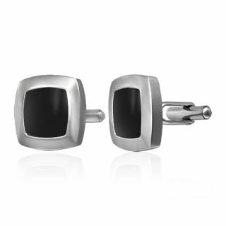 Boutons de manchette acier bicolores � large bordure