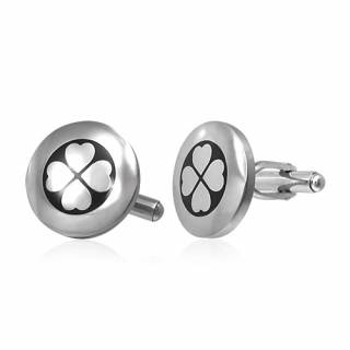 Boutons de manchette acier tr�fle cercl�