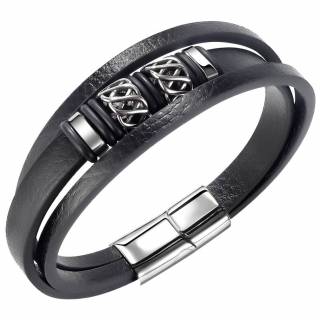 Bracelet � bandes similicuir cercl� de bagues style celtique