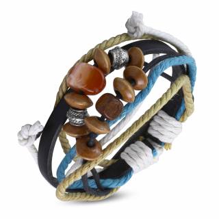 Bracelet cordes et cuir � perle Karma REF-13635