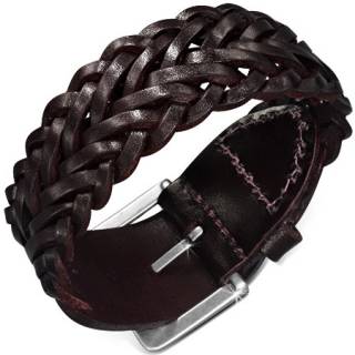 Bracelet en cuir tress� avec attache ceinture