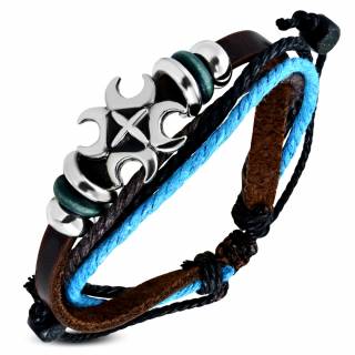 Bracelet ethnique � �toile polaire entour�e de 4 lunes et perles annel�es