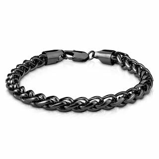 Bracelet homme � maille style spiga en acier noir