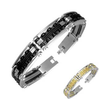 Bracelet homme acier � cables torsad�s