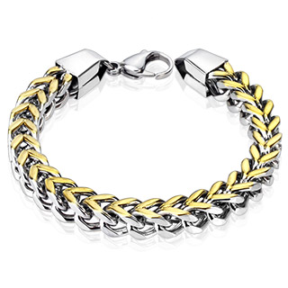 Bracelet homme acier � mailles Duo en "V"