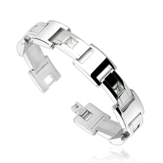 Bracelet homme acier � maillons irr�guliers