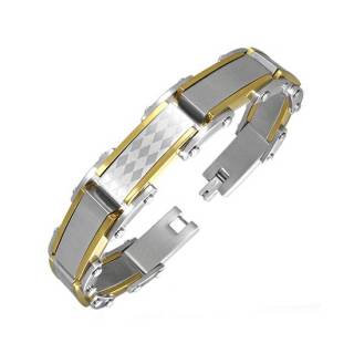 Bracelet homme acier � motif lozange