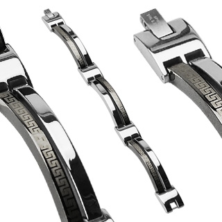 Bracelet homme acier � vagues style Maya