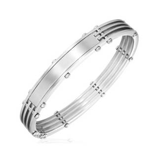 Bracelet homme acier ajour� � lamelles et plaque