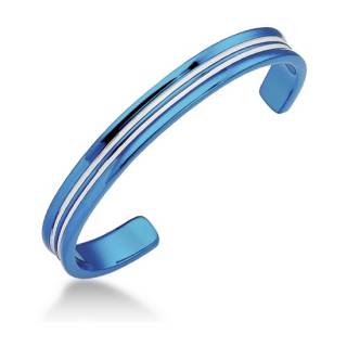Bracelet homme acier bleu � lignes parall�les