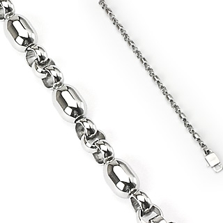 Bracelet homme en acier � perles rondes allong�es