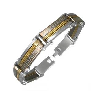 Bracelet homme acier cables et motifs grecs