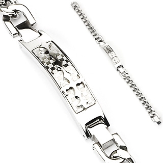 Bracelet homme acier croix � fleur de lys