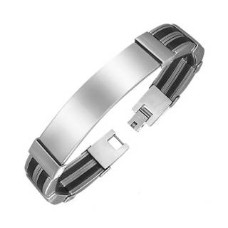 Bracelet homme acier large plaque