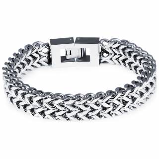 Bracelet homme acier � lignes de maillons en V