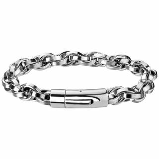 Bracelet homme acier � maillons serr�s et fermoir cylindrique