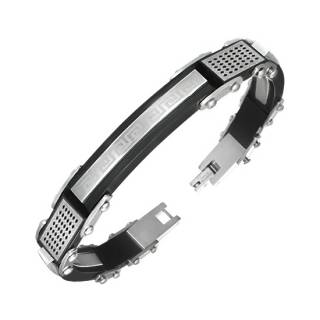 Bracelet homme acier motif grecs et petits losanges