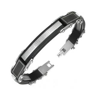 Bracelet homme acier motif grecs et quadrillage