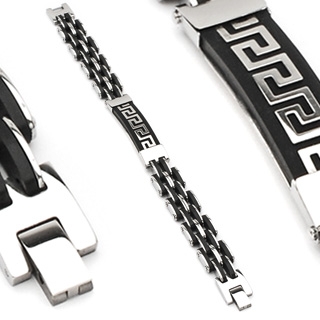 Bracelet homme acier motif vague stylis�e