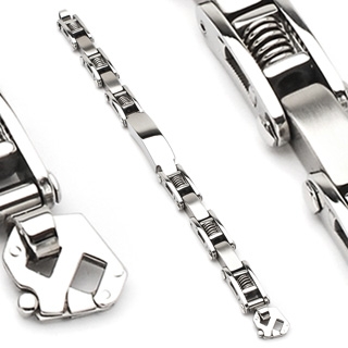 Bracelet homme acier plaques et ressorts