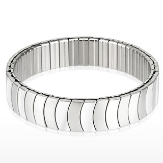 Bracelet homme acier stretch � barrettes courb�es