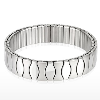 Bracelet homme acier stretch � barrettes ondul�es