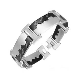 Bracelet homme acier style puzzle � motifs grecs