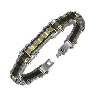 Bracelet homme acier tricolores � ondulations