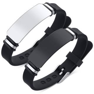 Bracelet homme caoutchouc � plaque d'acier