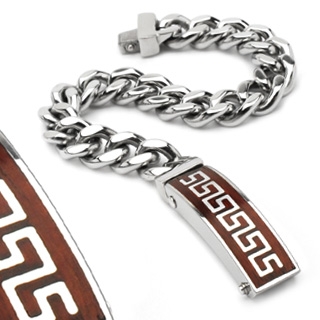 Bracelet homme cha�ne et plaque d'acier