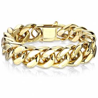 Bracelet homme chaine large dor�e � maillons ovales