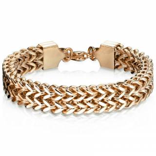 Bracelet homme double chaine � maillons en V - Cuivr�