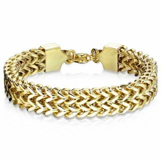 Bracelet homme double chaine � maillons en V - Dor�