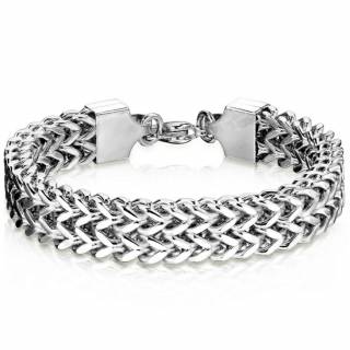 Bracelet homme double chaine � maillons en V - Inox