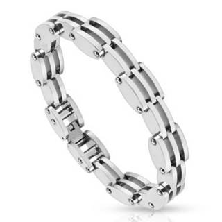 Bracelet homme en acier � duo et trio de maillons ovales