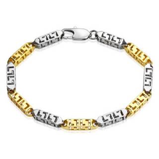 Bracelet homme en acier � maillons cages dor�es et argent�es