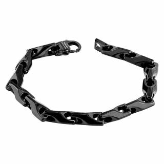 Bracelet homme en tungst�ne noir � maillons fl�ch�s
