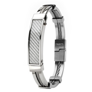 Bracelet homme filin d'acier avec fibre de carbone