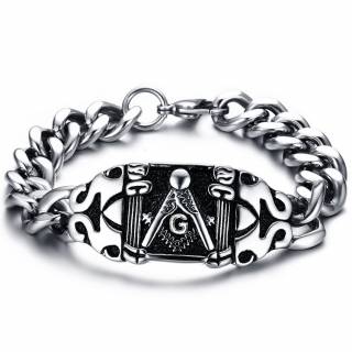 Bracelet homme Franc-ma�on � larges maillons d'acier