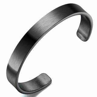 Bracelet homme jonc noir en acier bross�