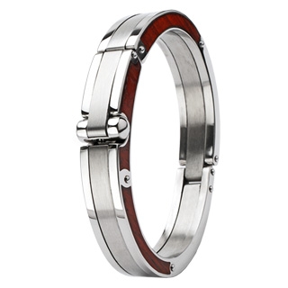 Bracelet homme lames d'acier silver et marron