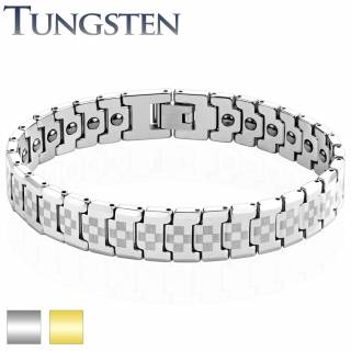 Bracelet homme magn�tique en tungst�ne � damier