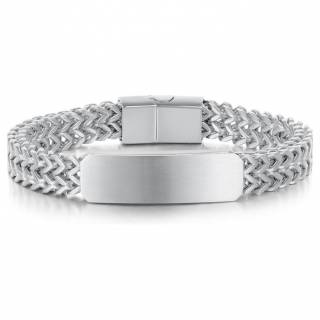 Bracelet homme � mailles W et plaque �paisse en acier "ARGYRASPID ARGENTEUS"