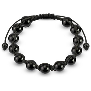 Bracelet homme � perles d'acier noires