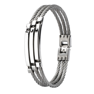 Bracelet homme plaques et cables d'acier