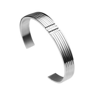 Bracelet homme rigide en acier rainur� � encoches arrondies