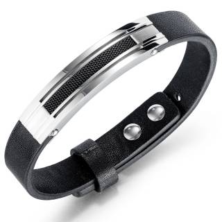 Bracelet homme ruban synth�tique � plaque d'acier design