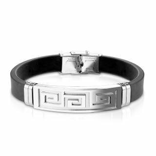 Bracelet homme silicone avec plaque acier � labyrinthe