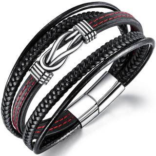 Bracelet homme similicuir 4 en 1 � noeud celtique acier